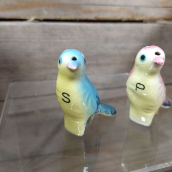 Vintage Bird Salt and Pepper Shakers Set – Hand Painted Ceramic Parakeets - Picture 2 of 5